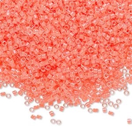 Seed beads, Delica 11/0, neon flamingo, 7,5 gram. DB2034V